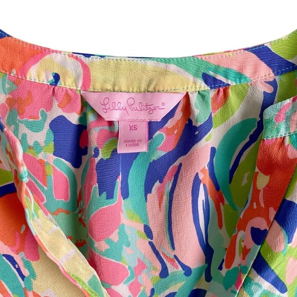 Lilly Pulitzer Colorful Long Sleeve Silk Women's XS - Picture 8 of 13